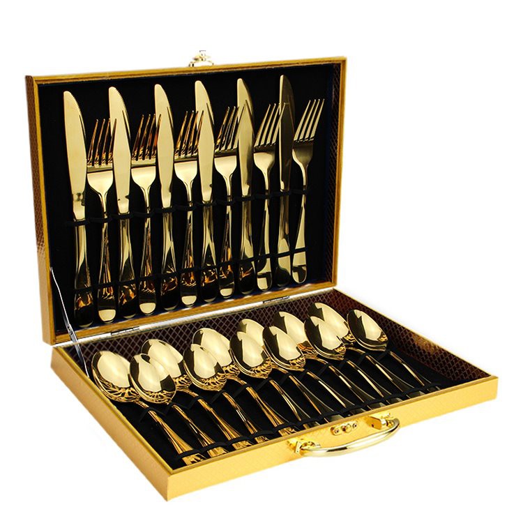 24 Piece Gold Cutlery Set