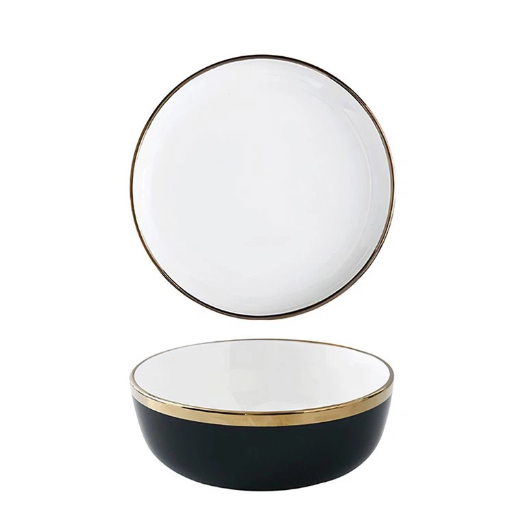 Black and Gold Gilt Dinnerware Set