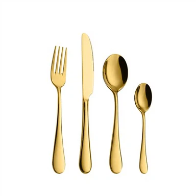 4-Piece Stainless Steel Titanium Gold Plated Cutlery Set