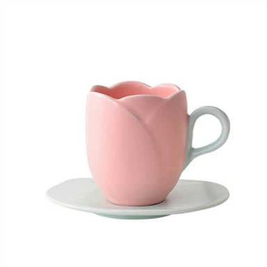 Creative Ceramic Tulip Coffee Cup Set
