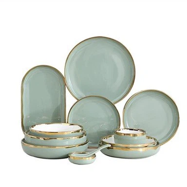 Light Green Glossy Phnom Penh Dinnerware Set