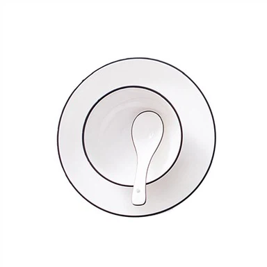 White and Black Edge Dinnerware Set